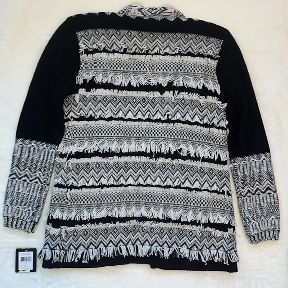 NANETTE LEPORE The Canyon Cardigan Aztec & Fringe Decor Long Sleeve Sweater NWT - Picture 5 of 5